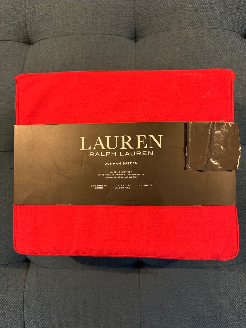 Lauren Ralph Lauren Admiral Red Dunham Sateen Queen Bedding Sheet Set